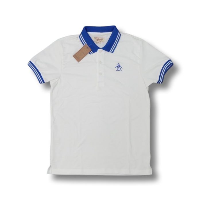 Penguin Pete Pique - White Royal Blue