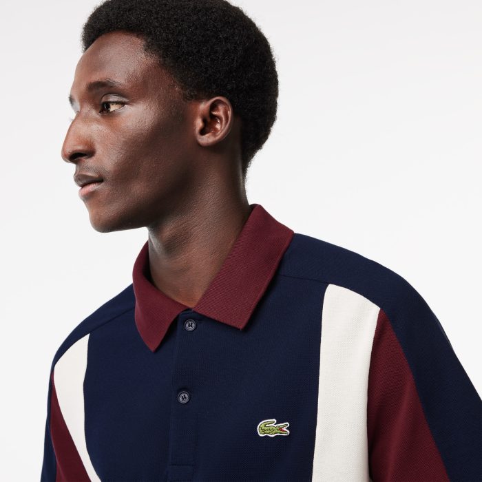 Vertical Tri Color Block Polo Shirt